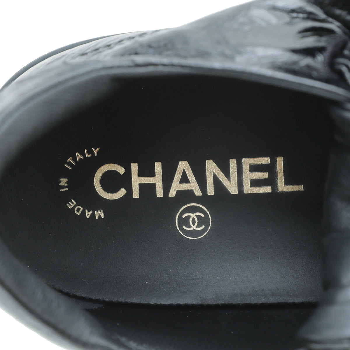 Chanel Black Crumpled CC Bow Sneakers 39.5
