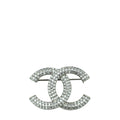 Chanel Silver CC Crystal Brooch