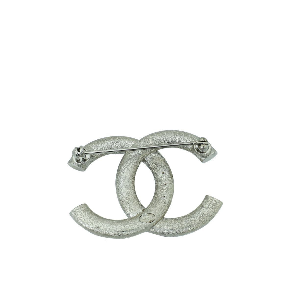 Chanel Silver CC Crystal Brooch