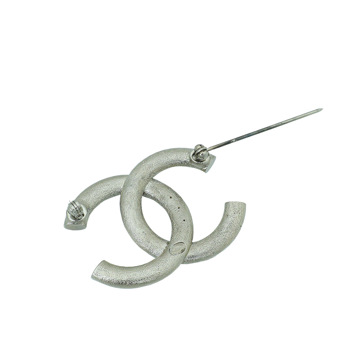 Chanel Silver CC Crystal Brooch