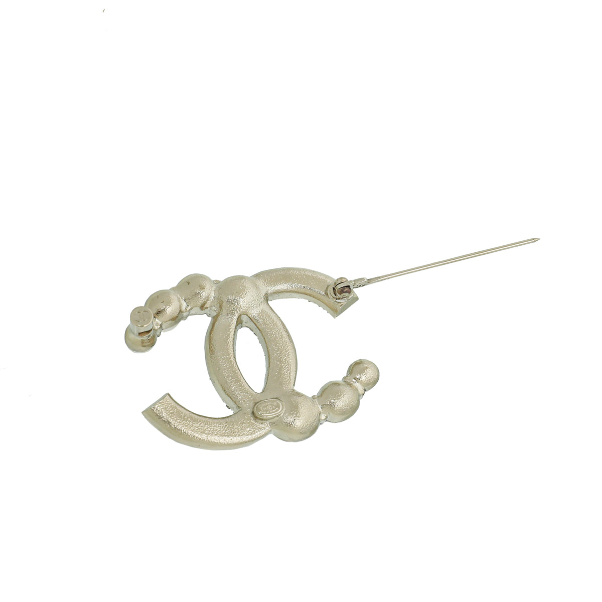 Chanel White CC Pearl Crystal Brooch