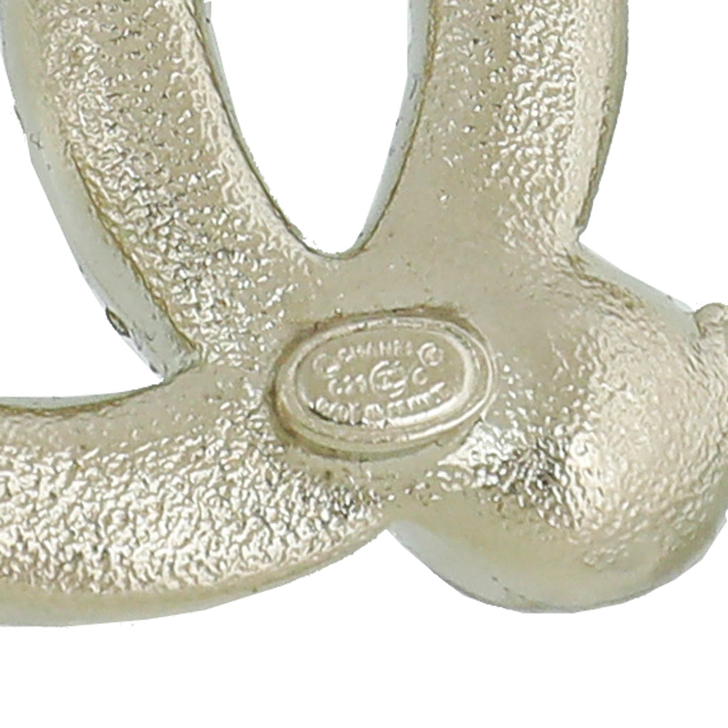 Chanel White CC Pearl Crystal Brooch