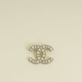Chanel Light Gold CC Pearl Brooch