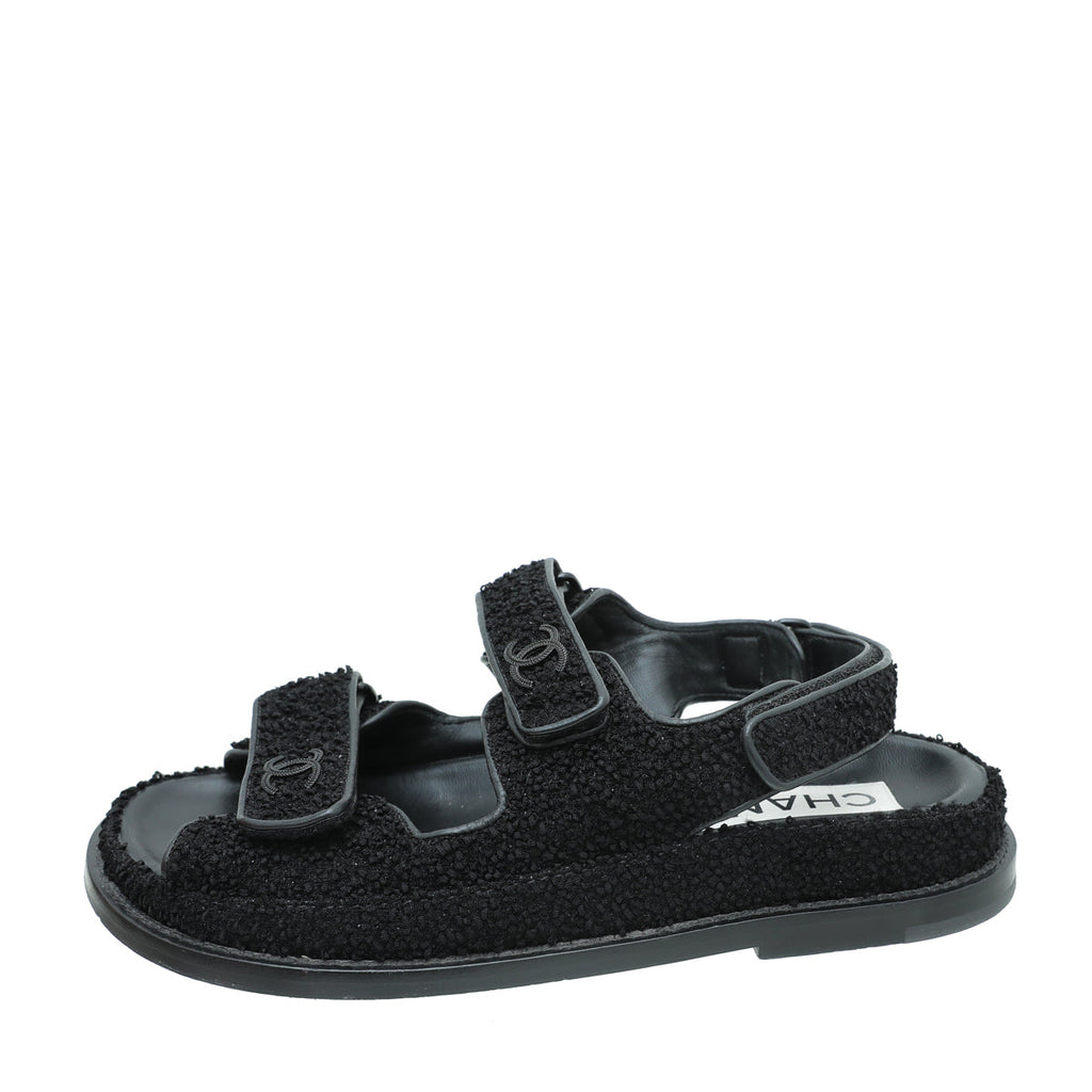Chanel Black CC Knitted Sandal 36.5