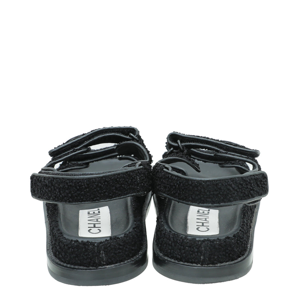 Chanel Black CC Knitted Sandal 36.5