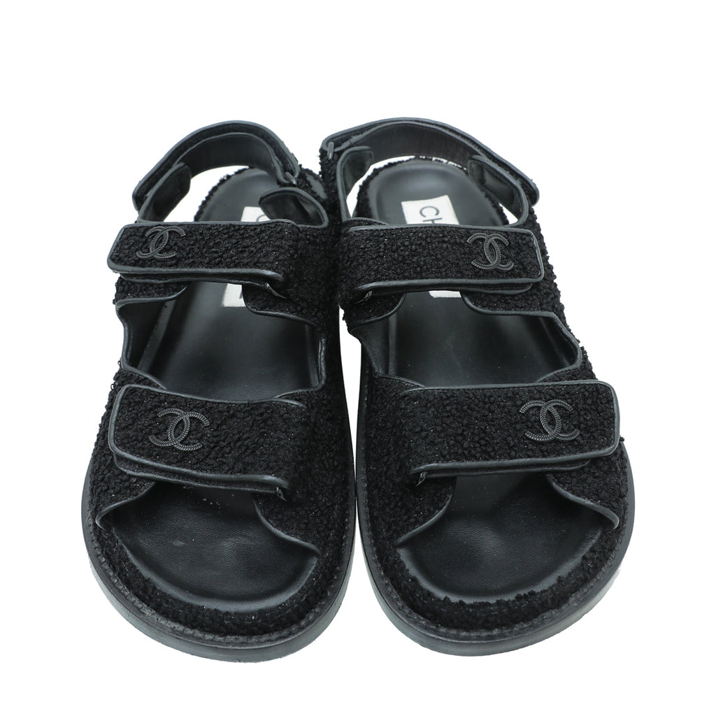 Chanel Black CC Knitted Sandal 36.5