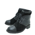 Chanel Black CC Suede Combat Boots 37.5