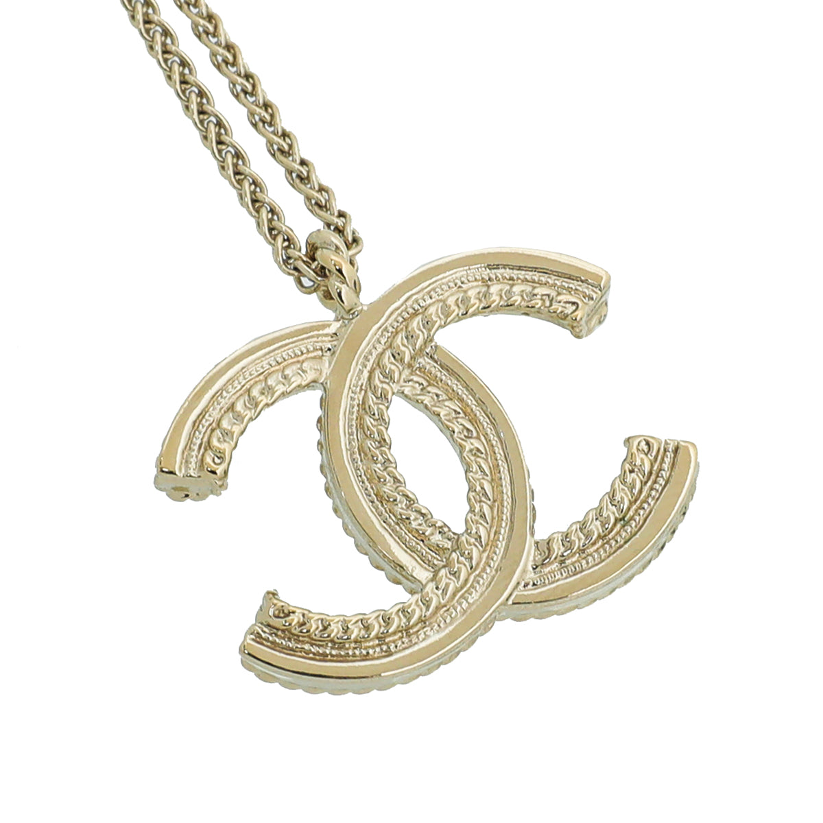 Chanel Gold CC Pearl Pendant Necklace