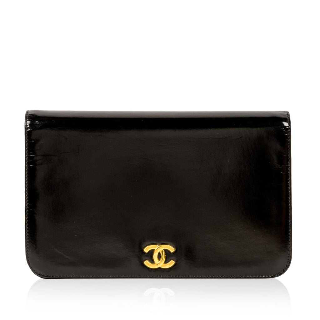 Chanel Vintage Flap Bag - Black - Patent