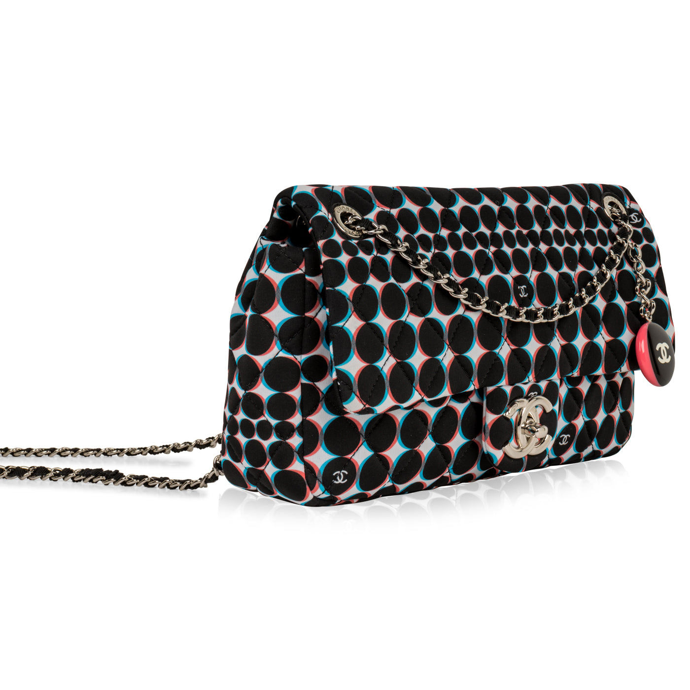 Chanel Polka-Dot Nylon Flap Bag