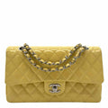 Chanel Patent Quilted Medium Double Flap Yellow