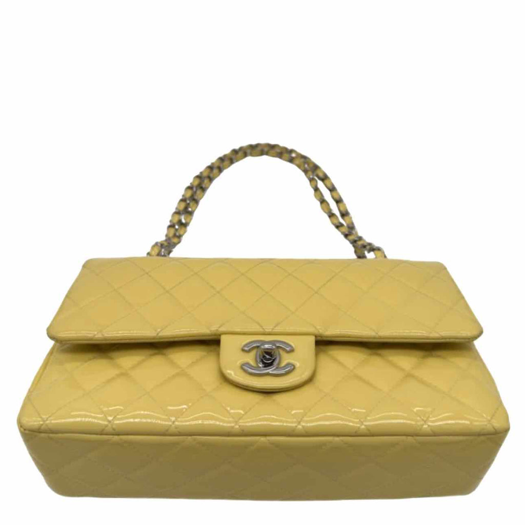 Chanel Patent Quilted Medium Double Flap Yellow
