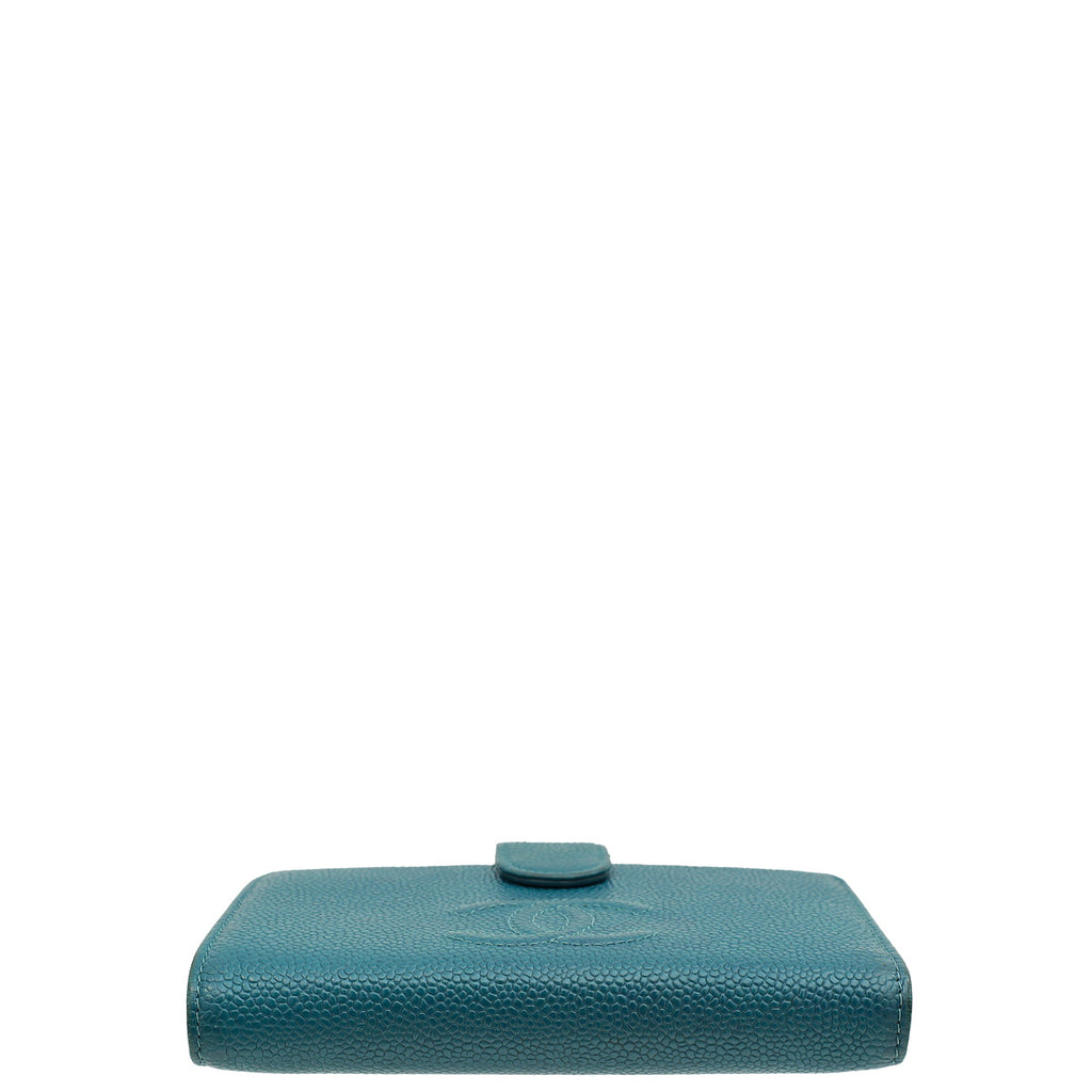 Chanel Teal CC Timeless French Wallet