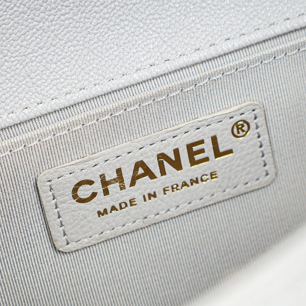 Chanel Pale Grey Le Boy Medium Flap Bag