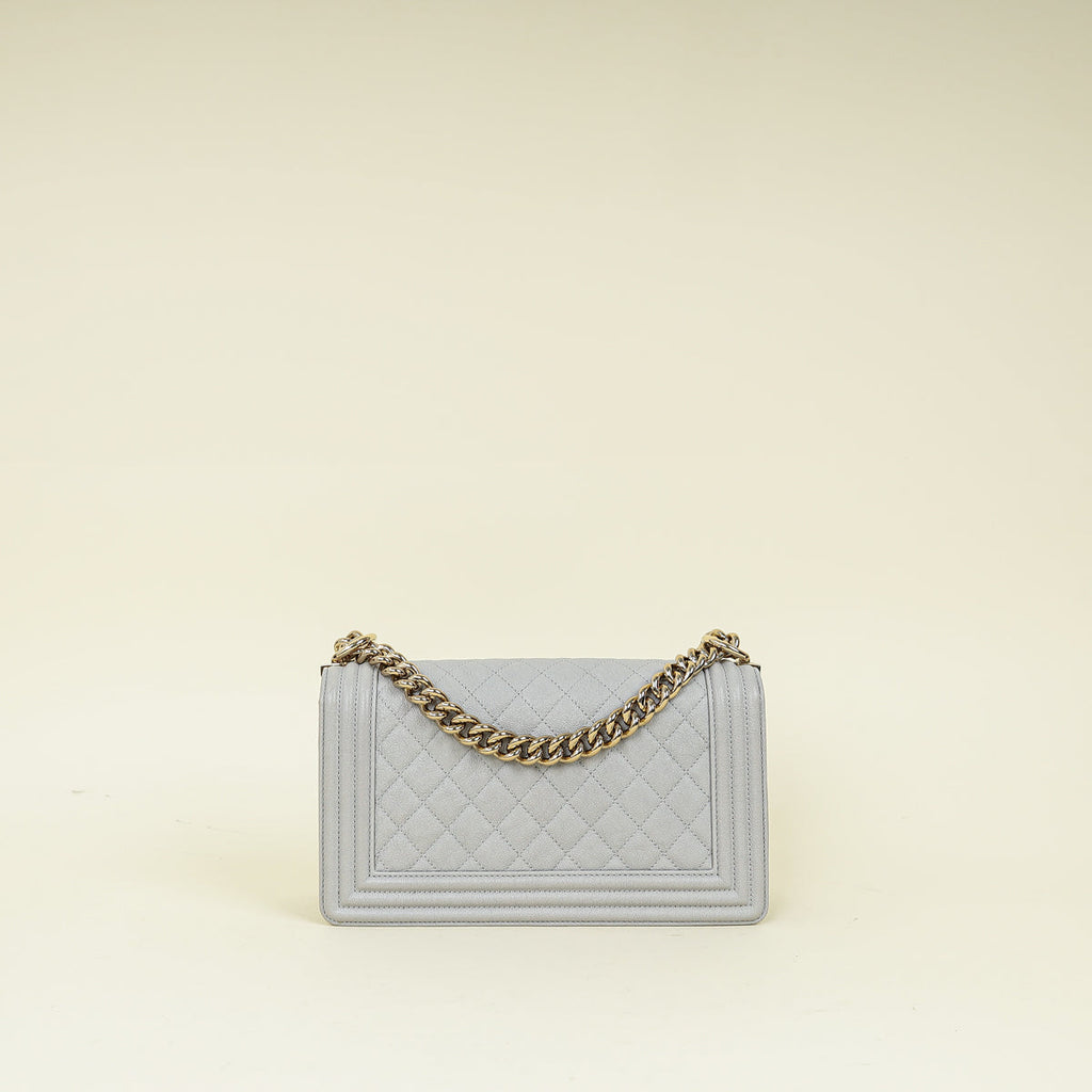 Chanel Pale Grey Le Boy Medium Flap Bag