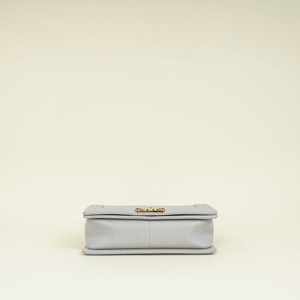 Chanel Pale Grey Le Boy Medium Flap Bag