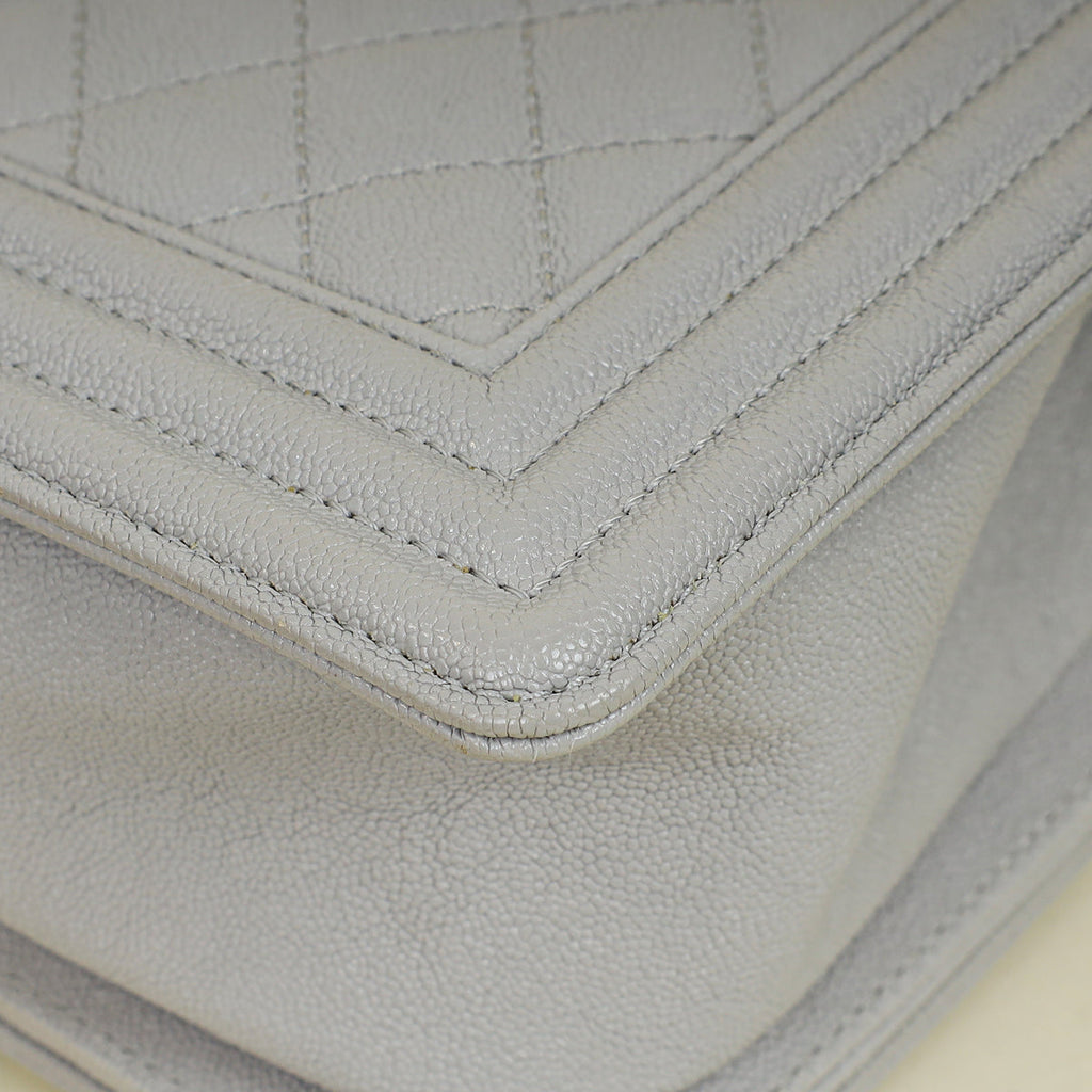 Chanel Pale Grey Le Boy Medium Flap Bag