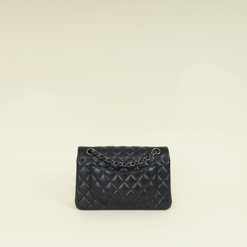 Chanel Black CC Classic Metallic Double Flap Small Bag
