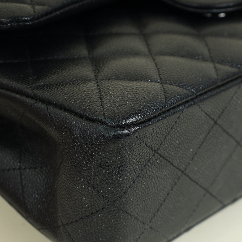 Chanel Black CC Classic Metallic Double Flap Small Bag
