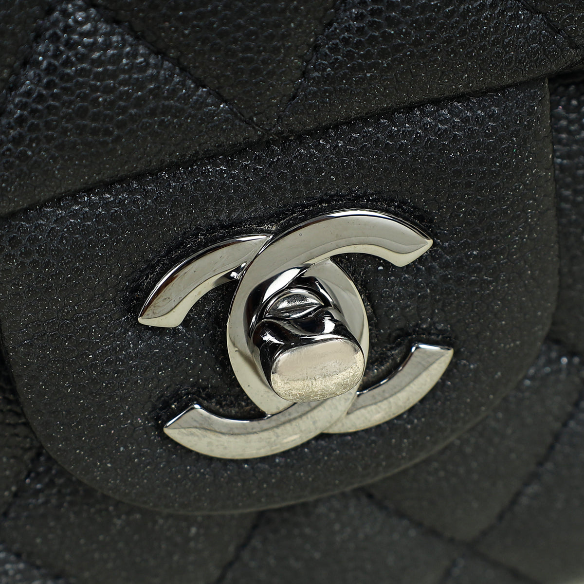 Chanel Black CC Classic Metallic Double Flap Small Bag
