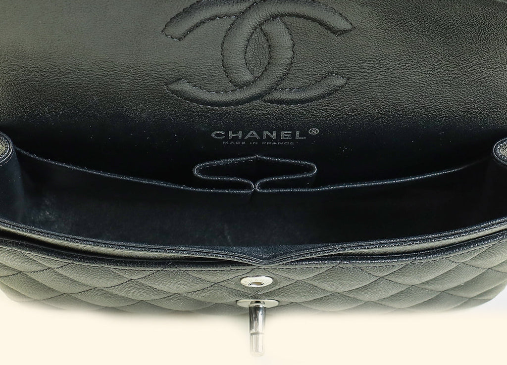 Chanel Black CC Classic Metallic Double Flap Small Bag