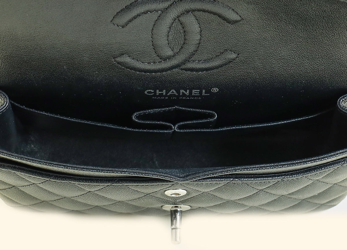 Chanel Black CC Classic Metallic Double Flap Small Bag
