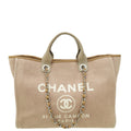 Chanel Beige CC Deauville Medium Mixed Fabric Tote Bag