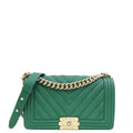 Chanel Green Chevron Le Boy Medium Bag