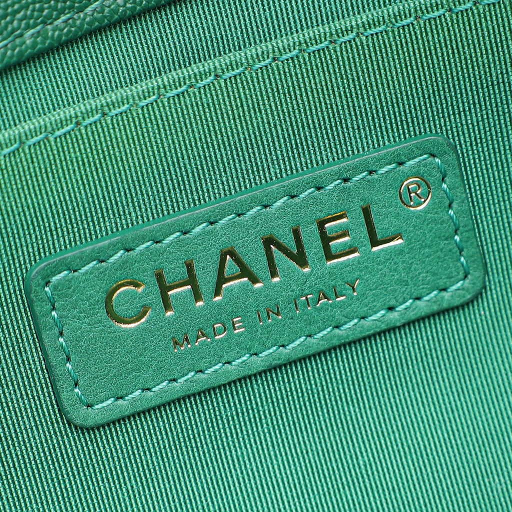Chanel Green Chevron Le Boy Medium Bag