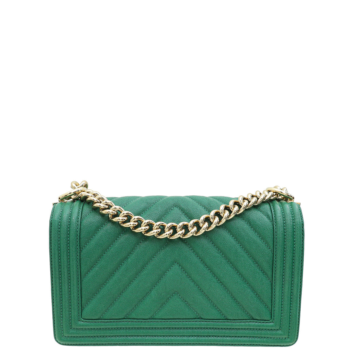 Chanel Green Chevron Le Boy Medium Bag