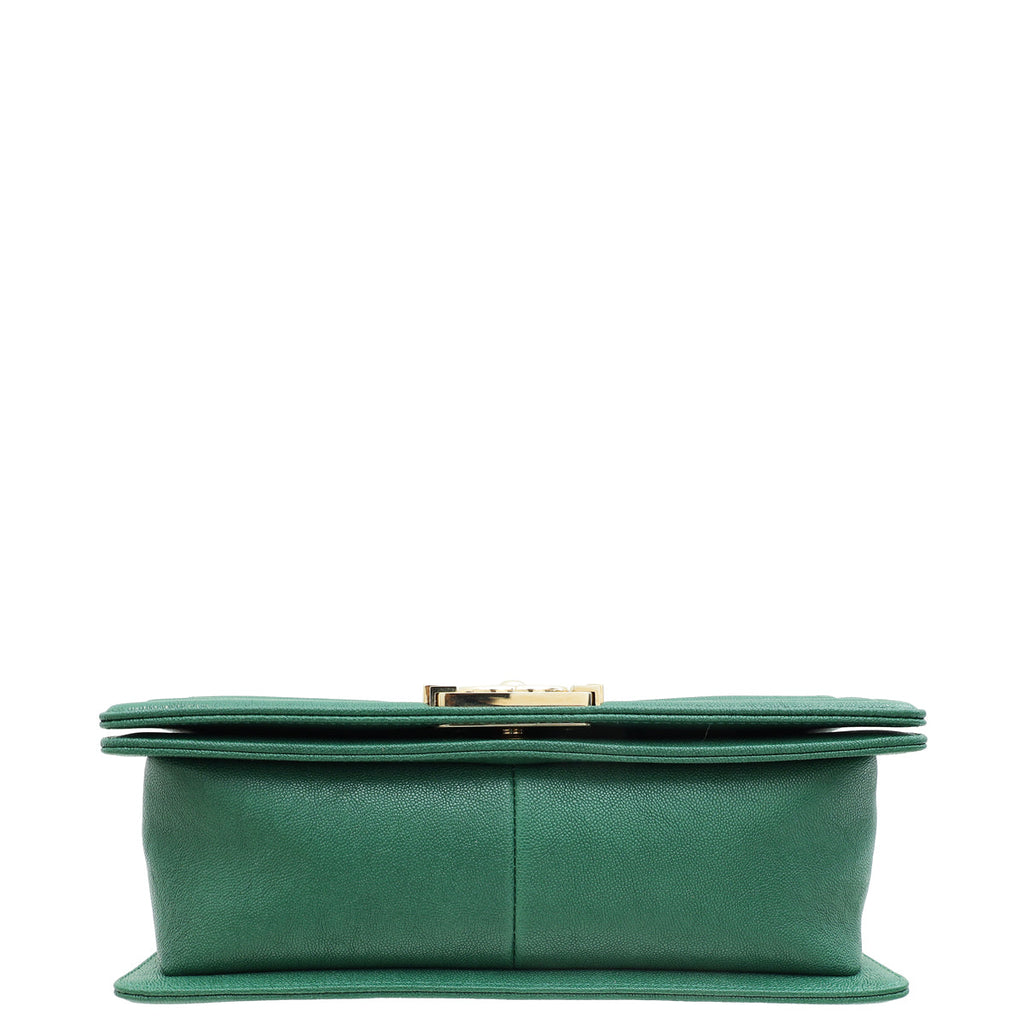 Chanel Green Chevron Le Boy Medium Bag