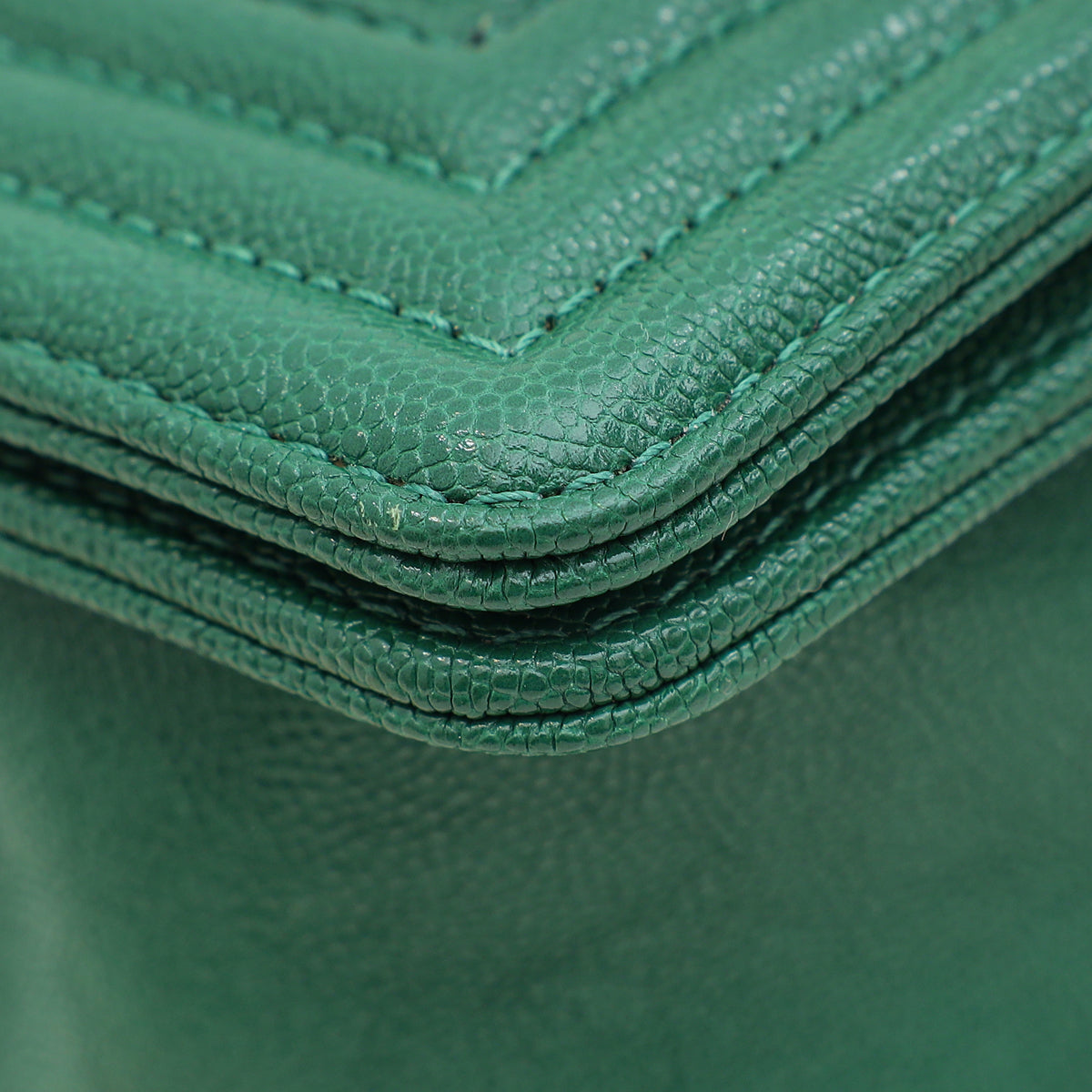 Chanel Green Chevron Le Boy Medium Bag