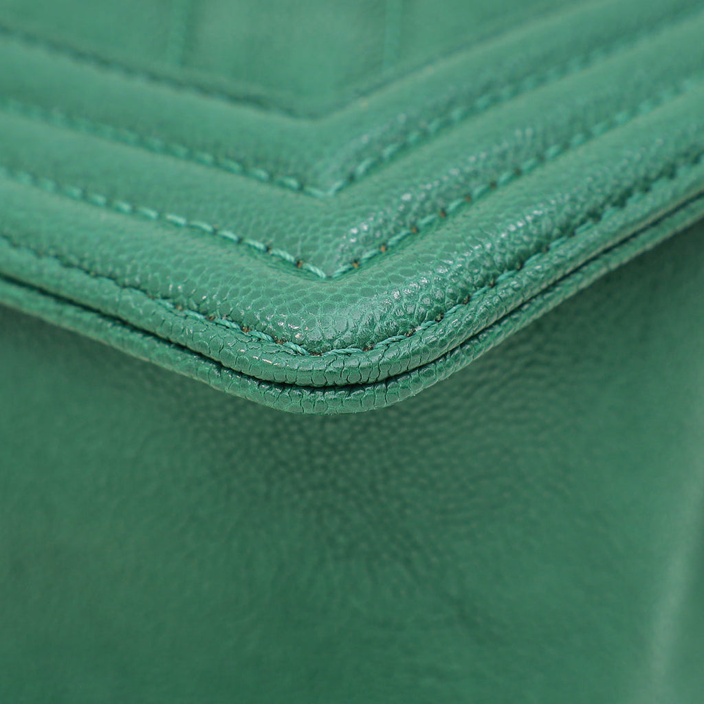 Chanel Green Chevron Le Boy Medium Bag
