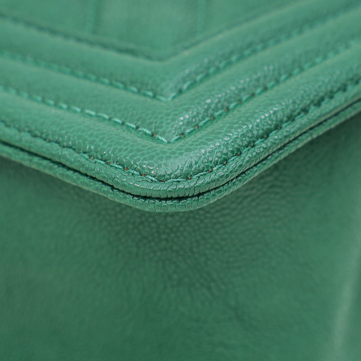 Chanel Green Chevron Le Boy Medium Bag