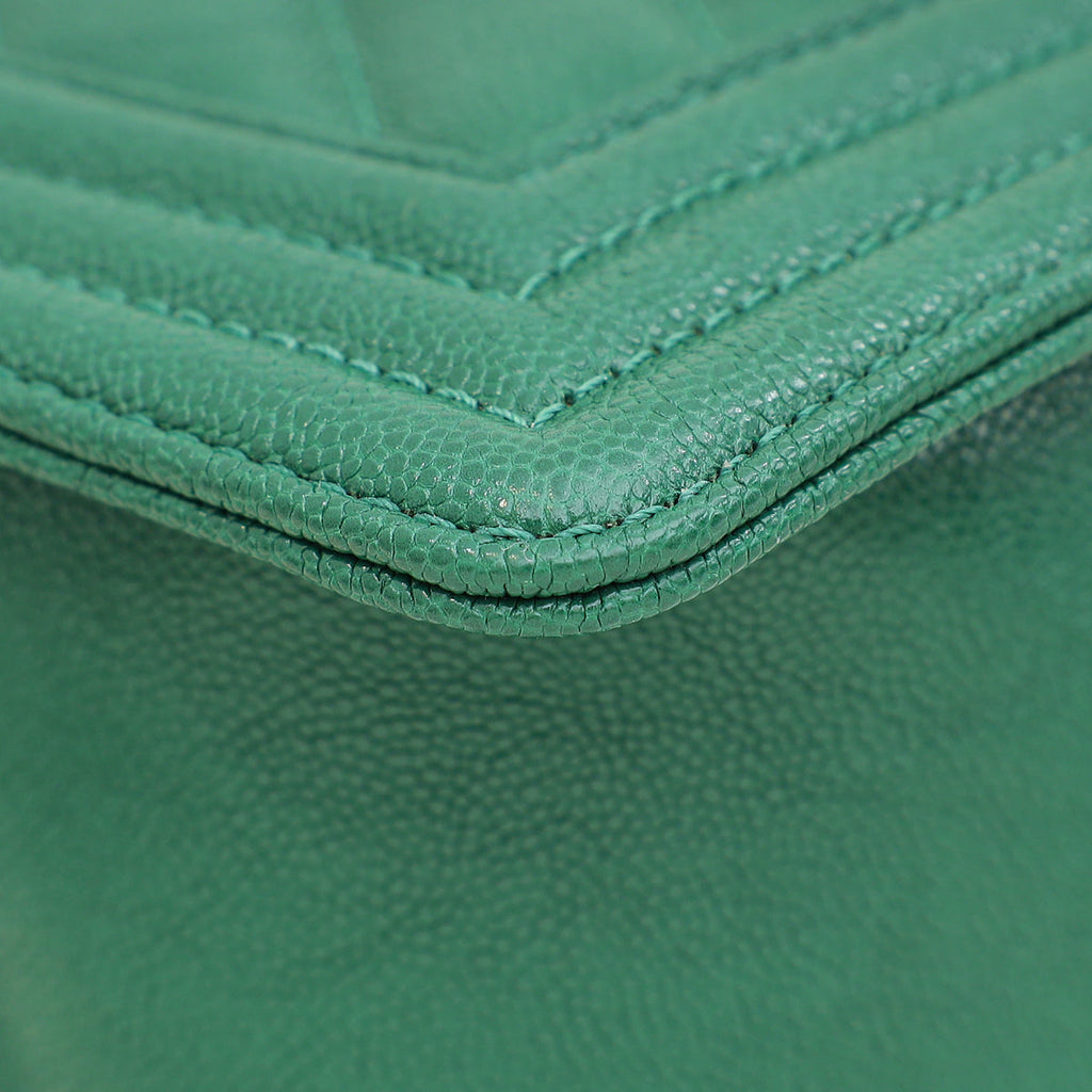 Chanel Green Chevron Le Boy Medium Bag