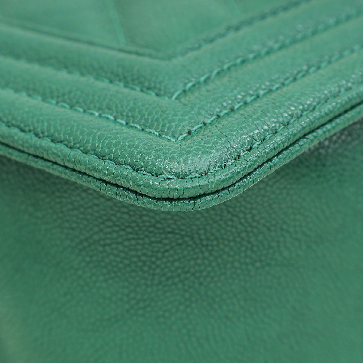 Chanel Green Chevron Le Boy Medium Bag