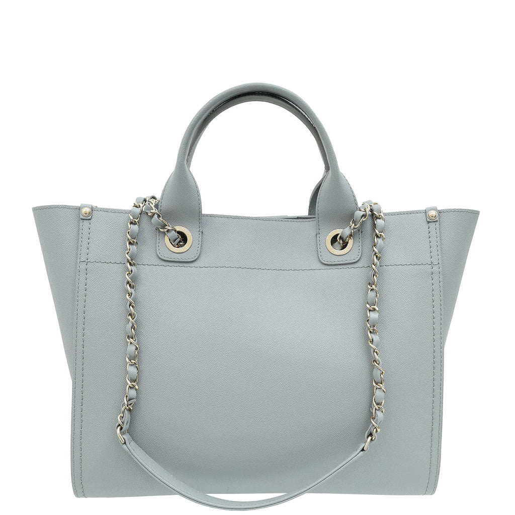 Chanel Grey CC Deauville Studded Medium Tote Bag