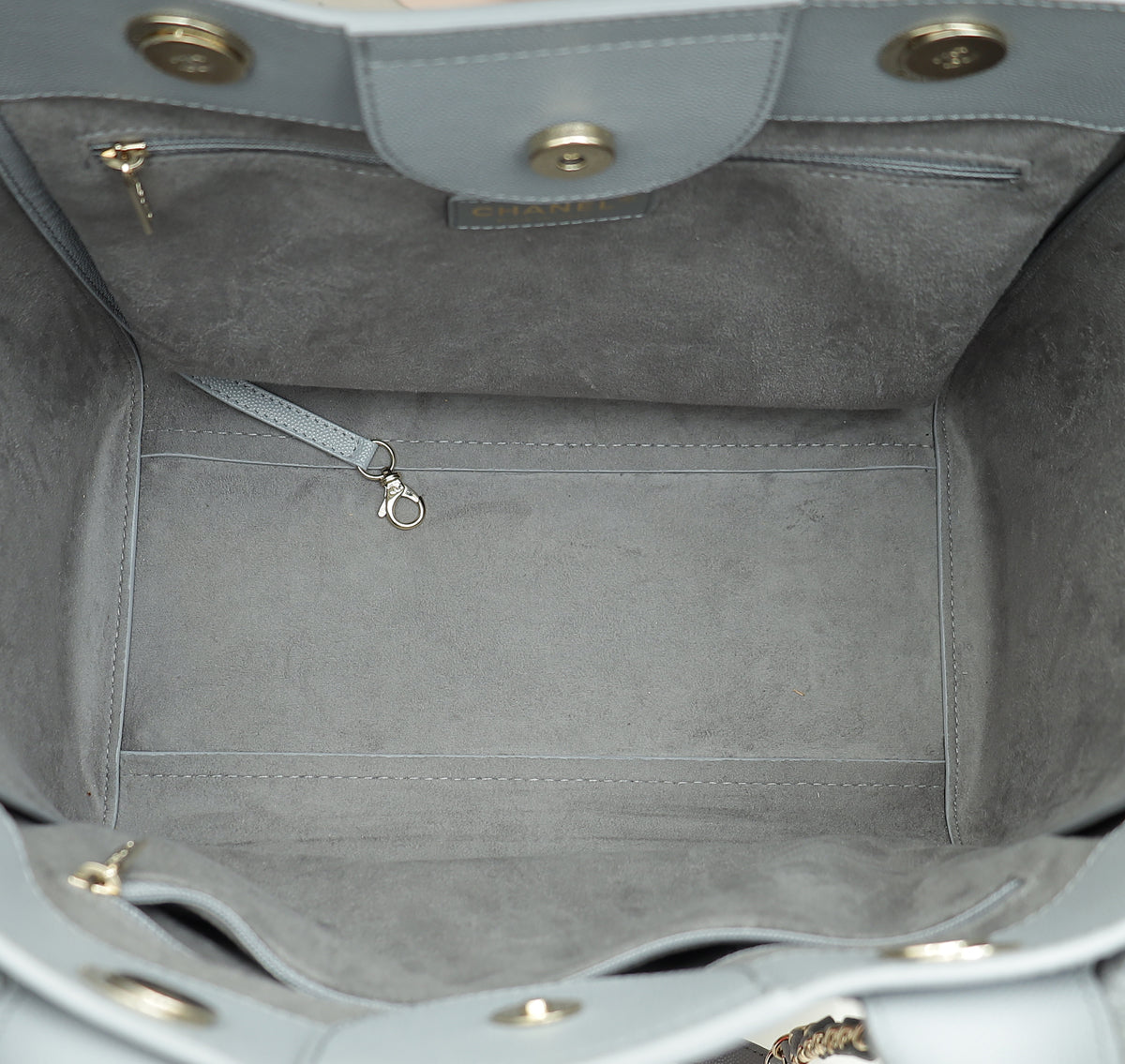 Chanel Grey CC Deauville Studded Medium Tote Bag