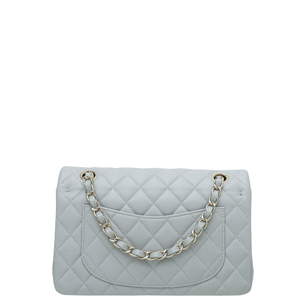 Chanel Grey CC Classic Double Flap Medium Bag