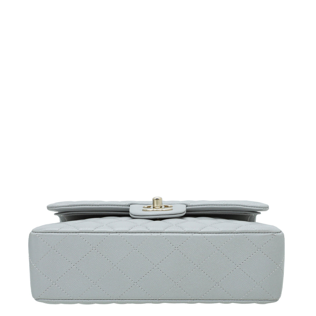 Chanel Grey CC Classic Double Flap Medium Bag