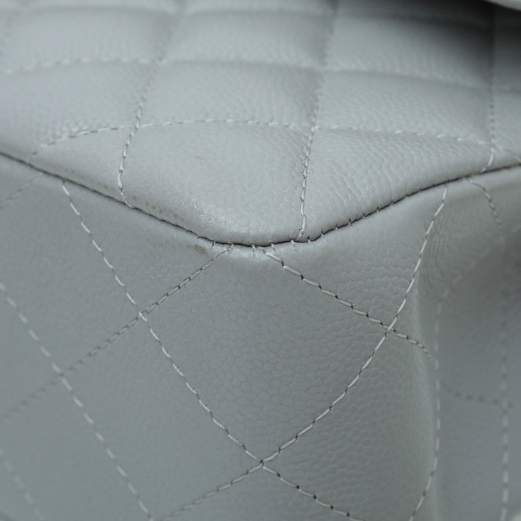 Chanel Grey CC Classic Double Flap Medium Bag