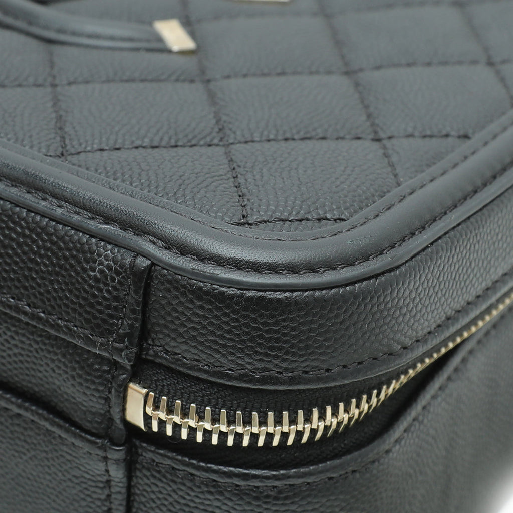 Chanel Black CC Filigree Vanity Case Medium Bag