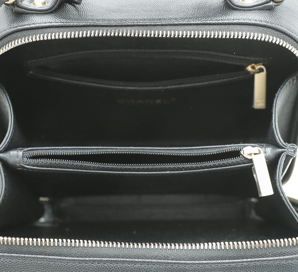 Chanel Black CC Filigree Vanity Case Medium Bag