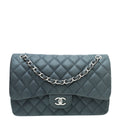 Chanel Indigo Blue CC Classic Double Flap Jumbo Bag