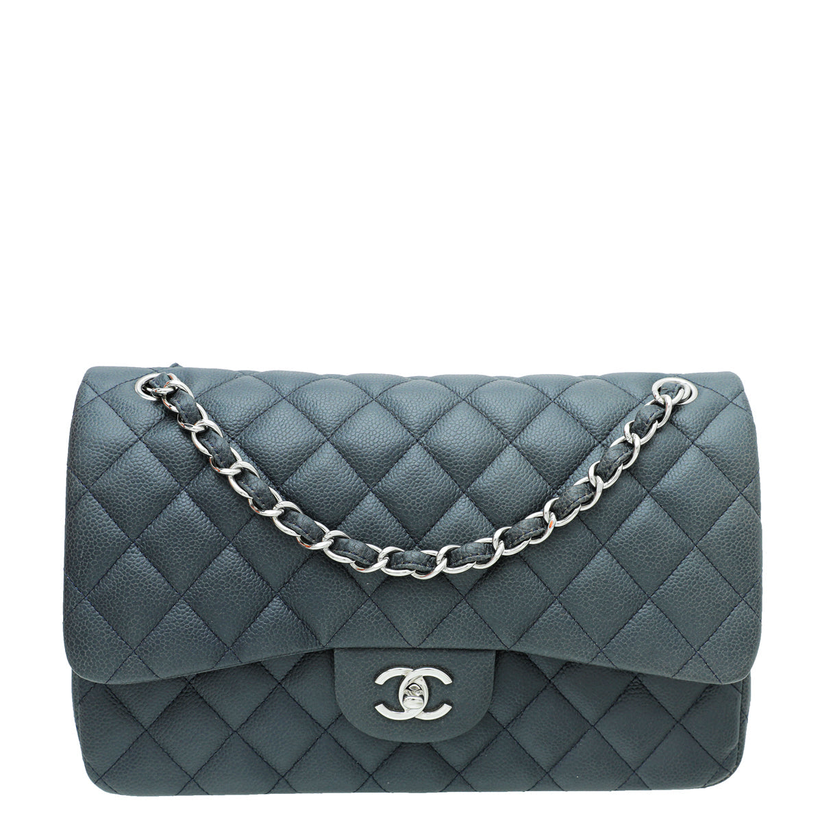 Chanel Indigo Blue CC Classic Double Flap Jumbo Bag