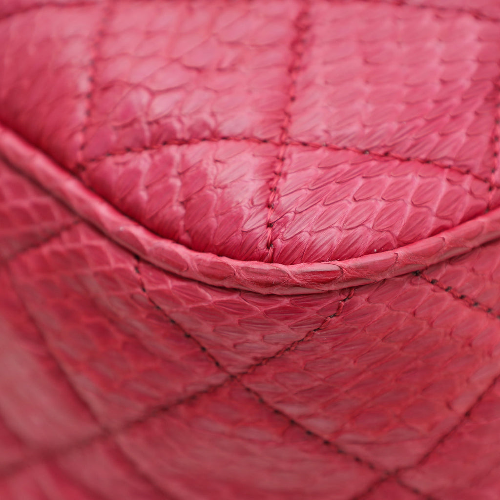 Chanel Fuchsia CC Python Camera Case Large Bag
