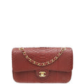 Chanel Burgundy Python CC Classic Double Flap Medium Bag