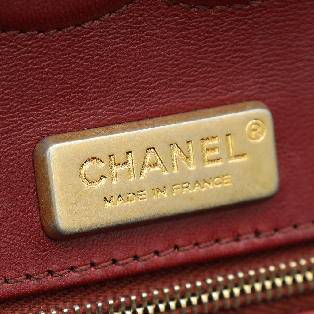 Chanel Burgundy Python CC Classic Double Flap Medium Bag