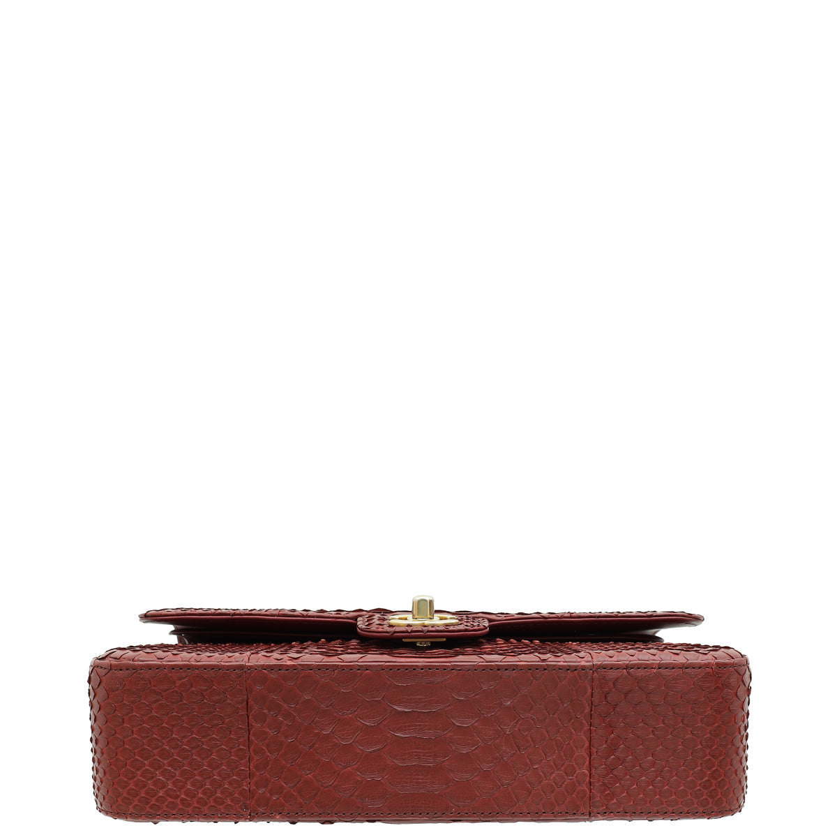 Chanel Burgundy Python CC Classic Double Flap Medium Bag