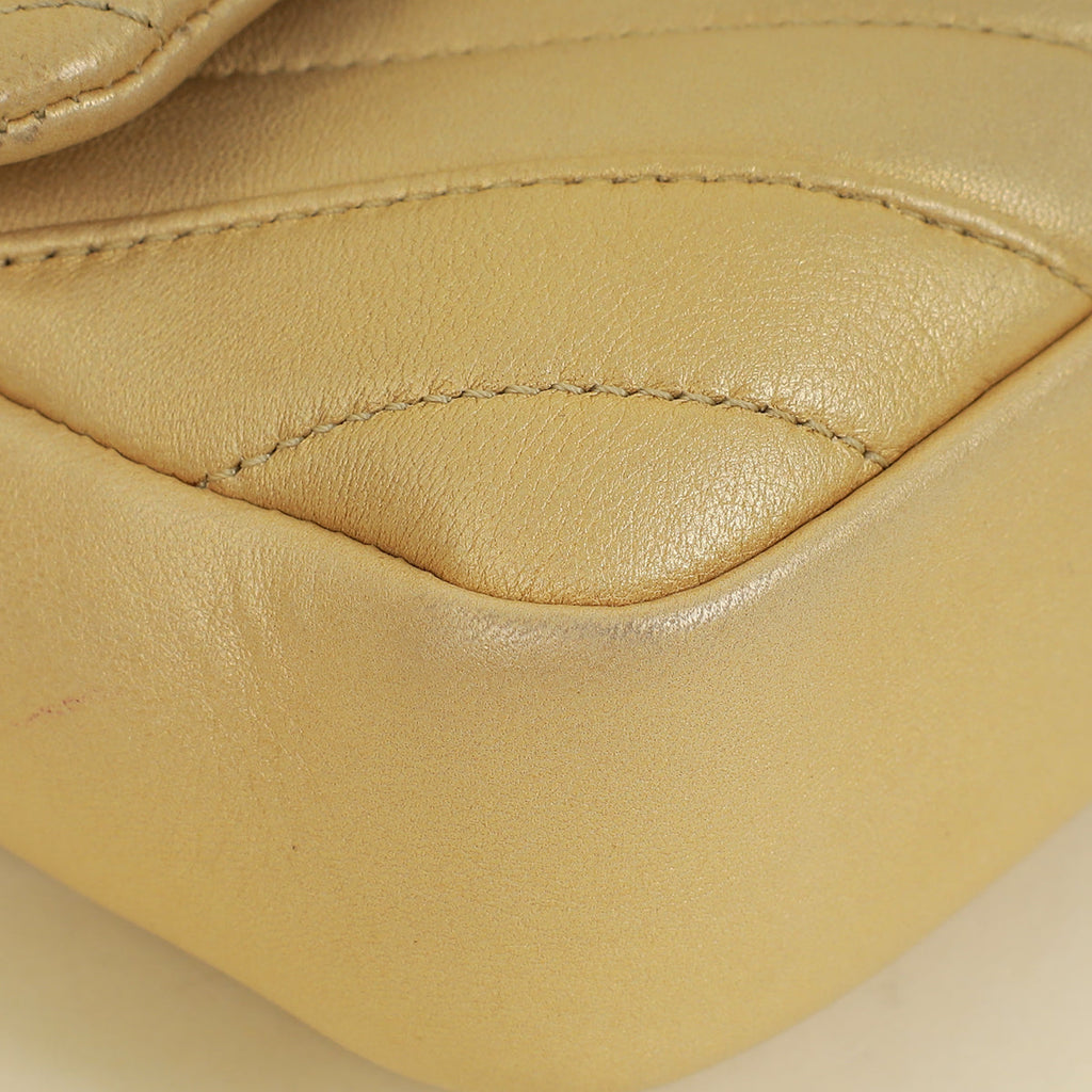 Chanel Light Metallic Gold CC Chevron Camera Case Small Flap Bag